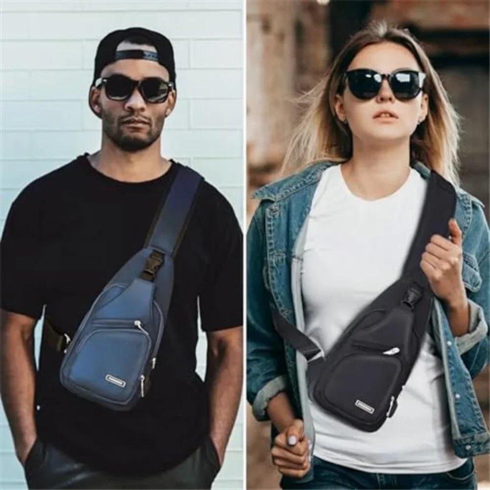 Mens Leather Crossbody Bag Trendy Sling Bag Waterproof Sling 6.69x13.78x3.54